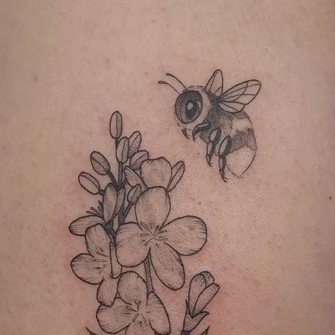 Cute Bee And Flower Tattoo, Chrysanthemum And Bee Tattoo, Ankle Bee Tattoo, Canola Flower Tattoo, Fluffy Bumble Bee Tattoo, Bee Landing On Flower Tattoo, Heart Bee Tattoo, Bee Tattoo Cartoon, Bee On A Flower Tattoo