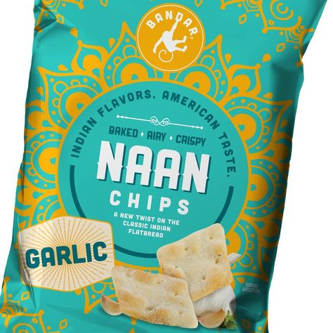 Bandar — The Dieline - Branding & Packaging Naan Chips, Chip Packaging, Chips Brands, Food Branding, Indian Street, Indian Snacks, Food Packaging Design, Packaged Food, Packing Design