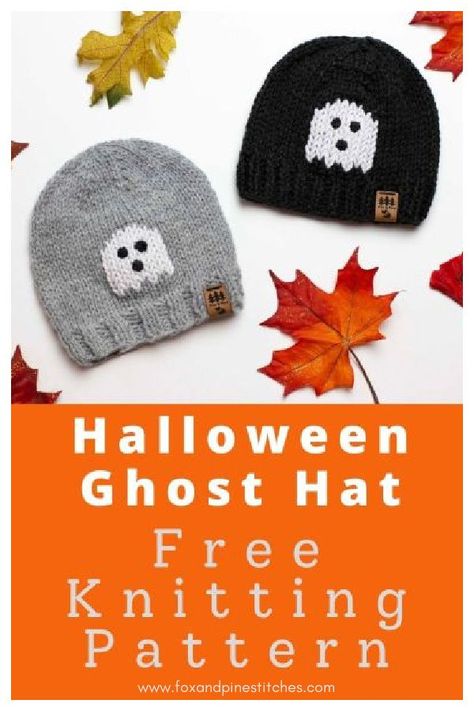 Halloween Ghost Hat Free Knitting Pattern Halloween Knits Free, Halloween Hat Knitting Patterns, Children's Knitted Hats, Halloween Knits, Halloween Knitting Patterns Free, Halloween Knitting Patterns, Hat Free Knitting Pattern, Halloween Knitting, Ghost Hat