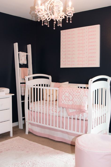 Blue Nursery Girl, Navy Blue Nursery, Pink Baby Room, Baby Blue Nursery, Girl Nursery Room, Blue Nursery, Nursery Baby Room, Pink Nursery