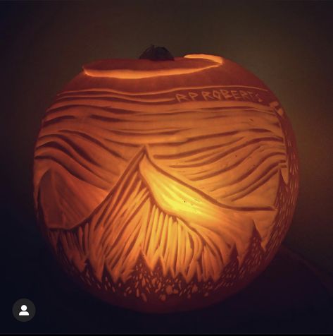 Pumpkin Moon Carving, Pumpkin Carving Mountains, Acotar Pumpkin Carving, Mountain Pumpkin Carving, Modern Pumpkin Carving, Star Wars Pumpkin Carving, Pumpkin Inspiration, Cute Pumpkin Carving, Pumpkin Moon