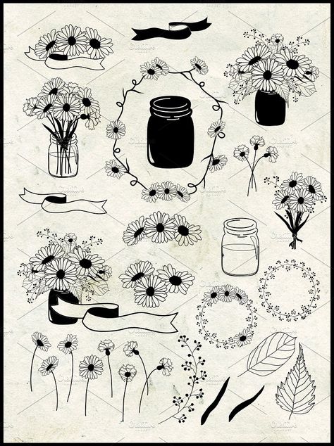 Daisies Tattoo, Daisy Chain Tattoo, Wreath Bouquet, Flower Bouquet Tattoo, Chain Tattoo, Bestie Tattoo, Horoscope Tattoos, Bouquet Tattoo, Doodle Frame