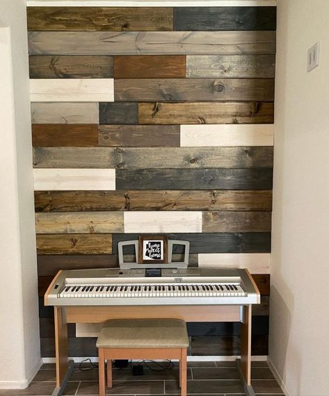 31 Spectacular & Unique Wood Accent Wall Ideas Natural Wood Walls Interiors, Front Of House Makeover, Wooden Accent Wall, Shiplap Wood, Herringbone Wall, Attic Bedroom Designs, Accent Wall Designs, Pooja Room Door Design, Pallet Designs