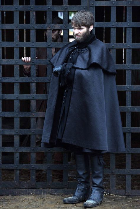 great shot of Cotton Mather in his Puritan look.  Black wool cape and period boots. Salem Series, Cotton Mather, Mary Sibley, Mens Cape, 17th Century Clothing, Shane West, Salem Witch Trials, Promotional Photos, Witch Trials