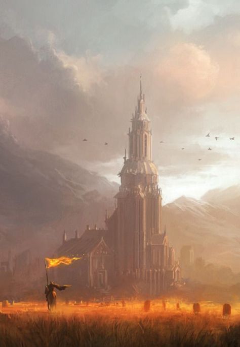 Fields of Gold by Andreas Rocha (Fantasy Art Watch) Heroic Fantasy, Fields Of Gold, Art Watch, 다크 판타지, Fantasy City, Fantasy Castle, Fantasy Setting, Fantasy Places, Fantasy Art Landscapes