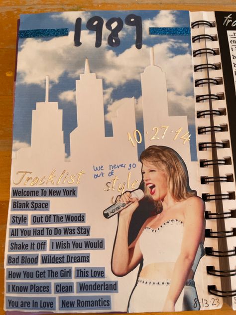 1989 Taylor Swift Scrapbook, Taylor Swift School Project, 1989 Journal Page, Swiftmas Basket, 1989 Era Taylor Swift, Song Diary, 1989 Taylor Swift, Taylor Swift Book, Music Journal