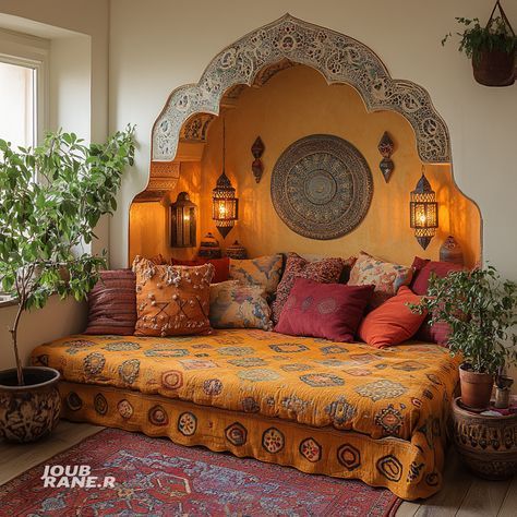 Moroccan Style Home Interior Design, Rajasthani Room Interior, Styling Small Bedrooms, Moroccan House Decor, Cozy Room Decor Boho, Morracan Room Ideas Bedroom, White Room Decor Bedroom Ideas, Peruvian Interior Design, Indian Themed Bedroom