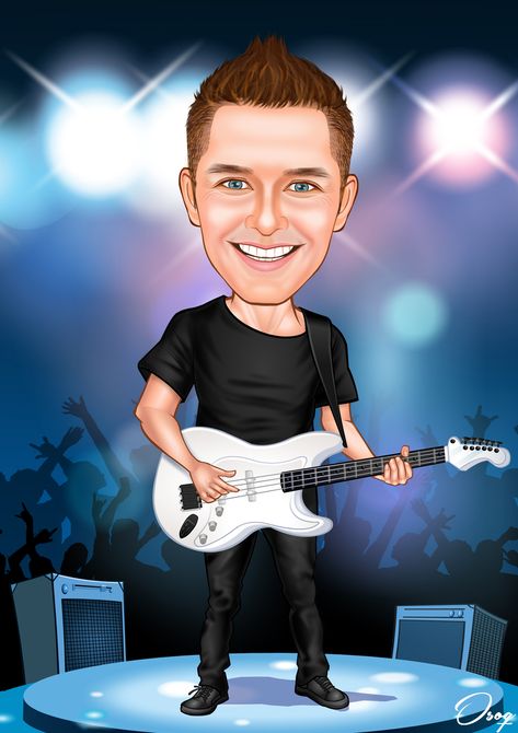 Guitarist Caricature, Caricature Body Templates, Caricature Templates, Caricatures Drawing, Drawing Caricatures, Birthday Caricature, Tattoo Posters, Kids Cartoon Characters, Personalized Caricature