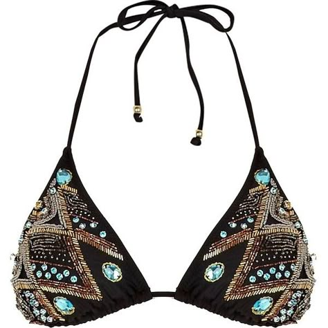 River Island Black embellished bikini top ($17) ❤ liked on Polyvore featuring swimwear, bikinis, bikini tops, swimsuit, swim, swimsuits two piece, black bikini swimsuit, black triangle bikini, black swimsuit and black triangle bikini top Swimsuits Two Piece, Jewel Top, Triangle Swimsuit, Trendy Bikinis, Swim Suits, Swim Wear, Summer Fits, Beach Wear, Summer Aesthetic