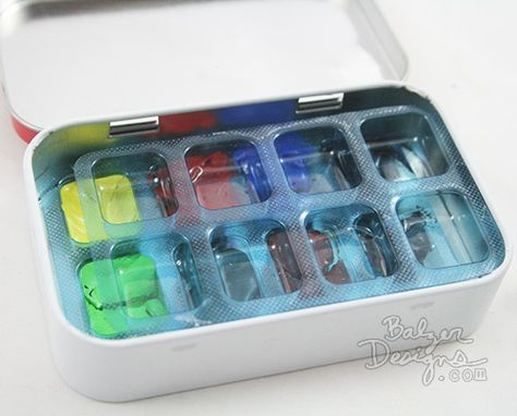 Make a travel watercolor palette from Altoid tin and gum packaging! Gum Packaging, Sculptures Abstract, Travel Watercolor, Chainsaw Carvings, Travel Art Kit, Graffiti Artists, Altoid Tin, Barbara Hepworth, Altoids Tins