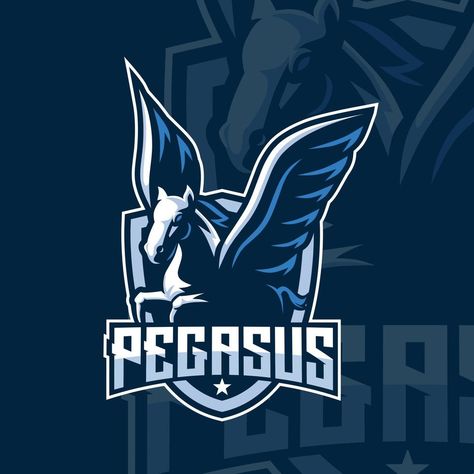 pegasus mascot gaming logo design vector Gaming Logo Design, Pegasus Logo, Logo Gaming, Rainbow Words, Classic Serif Fonts, Gaming Design, Globe Logo, Sun Logo, Sports Team Logos