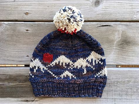 Ravelry: KillerTheremin's Mountains of Japan Hat Mountain Hat Knitting Pattern, Knit Mountain Pattern, Mountain Hat, Knitting Hat, Crafting Inspiration, Knit Hats, Japanese Patterns, Beanie Pattern, Hat Knitting Patterns