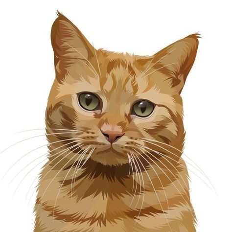 Ginger Cat Art Illustrations, Orange Cat Art Illustration, Ginger Cat Cartoon, Ginger Cat Drawing, Orange Cat Drawing, Cat Portrait Illustration, Ginger Cat Painting, Ginger Cat Art, Dog Portraits Illustration