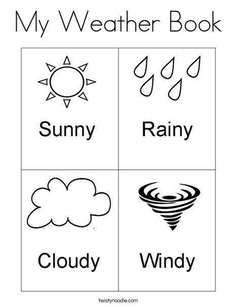 My Weather Book Coloring Page from TwistyNoodle.com Weather Book, Coloring Pictures For Kids, Weather Calendar, Weather Books, Weather Worksheets, Preschool Weather, Weather Art, Weather Crafts, Weather Theme