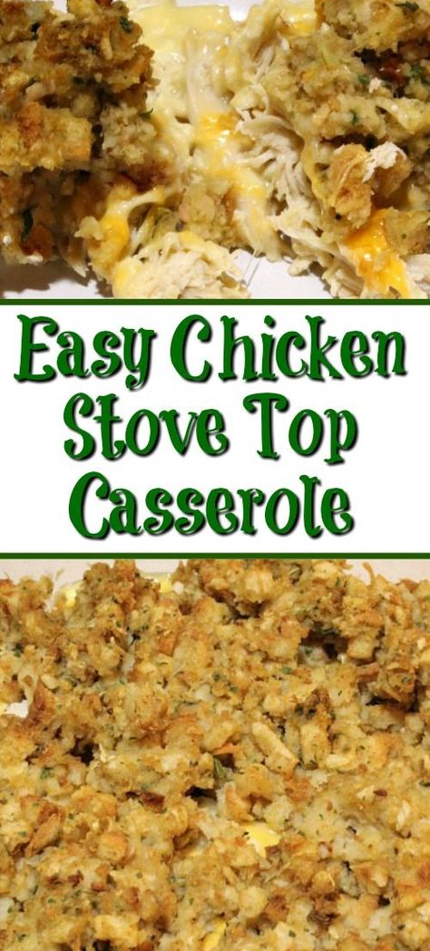 Easy Chicken Stove Top Casserole Recipe with WW Break Down - Cook Eat Go Stove Top Casserole, Top Casserole Recipes, Stovetop Casserole, Chicken Stove Top, Stove Top Chicken Casserole, Stove Top Stuffing Recipes, Chicken And Dressing Casserole, Stove Top Chicken, Stove Top Stuffing