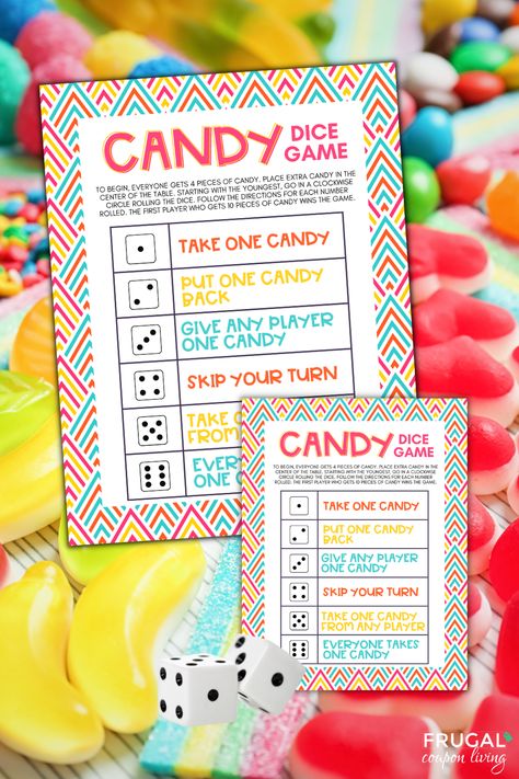 With dice and a printable dice game, plenty of fun can be had. There are many reasons this Candy Exchange Dice Game can be used... birthday party games group games work party games birthday party favors youth group classroom game It's a fun and easy party game for any occasion! What you get with purchase: Candy Dice Game (two sizes) Editable Candy Dice Game (personalize your own rules) You will need to supply a dice! This can be done with a smartphone dice app. This is an 8.5-inch by 11-inch dig Candy Land Theme Party Games, Dice Candy Game, Fun Games To Play With Seniors, Candy Birthday Party Games, Candy Dice Game Printable Free, Twister Game Decorations, Candyland Birthday Party Games, Candy Bar Game With Dice, Candy Games For Kids