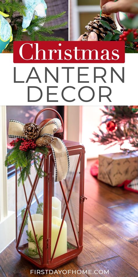 Decorate Lanterns For Christmas, Decorating A Lantern For Christmas, Decorate With Lanterns, Lantern Decor Christmas, How To Decorate A Lantern, Christmas Lantern Decor, Christmas Lantern Decor Ideas, Christmas Lantern Ideas, Decorate Lantern