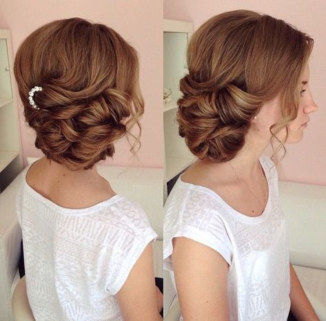 side sweep updo wedding hairstyles - Google Search Bridal Hair Side Swept, Side Swept Updo, Bridesmaid Hair Braid, Bridesmaid Hair Side, Side Updo, Side Swept Hairstyles, Bridesmaid Hair Long, Updo Wedding, Side Hairstyles