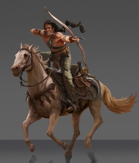 Horse Archer Art, Warhorse Concept Art, Dothraki Art, Archer On Horse, Gaul Warrior, Warrior On Horse, Horse Warrior, Horse Archer, Horse Archery