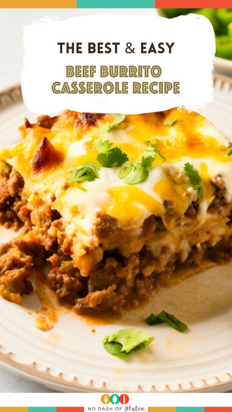 Indulge in the delicious world of our Beef Burrito Casserole Recipe! Layers of seasoned ground beef, creamy refried beans, and a medley of cheddar and pepper jack cheeses come together in a comforting embrace. It's a Mexican-inspired masterpiece that's perfect for busy weeknights or lively gatherings. Get ready to savor each bite and bring your family together around this delightful dish. Tap into the recipe now and let the culinary adventure begin! Beef Burrito Casserole, Burrito Casserole Recipe, Creamy Refried Beans, Creamy Burrito Casserole, Food Entrees, Beef Burrito, Canning Refried Beans, Burrito Casserole, Main Food