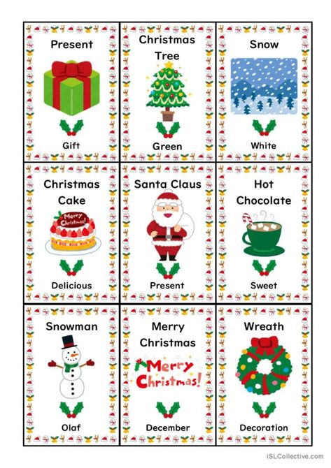 Taboo Cards, Taboo Words, Fun Christmas Cards, Guess The Word, Snow Tree, Vocabulary Practice, Junior High School, Green Gifts, Tree Gift