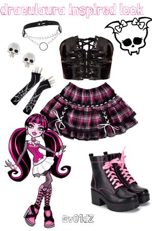 Monster High Inspired Outfits Draculaura, Monster High Halloween Costume Ideas, Draculara Outfits Monster High, Monster High Draculaura Outfits, Draculaura Outfit Inspiration, Draculaura Clothes, Draculaura Inspired Outfits, Monster High Inspired Outfits, Kuromi Costume