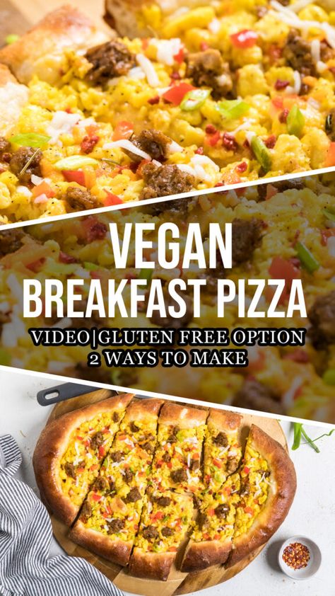 Vegan Breakfast Pizza Vegan Breakfast Pizza Recipe, Dairy Free Breakfast Pizza, Sausage Gravy Breakfast Pizza, Vegan Breakfast Pizza, Sausage Gravy Breakfast, Pizza Sausage, Brunch Pizza, Vegan Breakfast Recipes Easy, Making Waffles