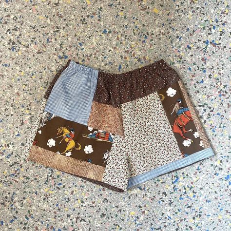 Handmade Patchwork Shorts 

One of a kind 
Designed... - Depop Patchwork Shorts, Cowboy Rodeo, Creative Projects, Rodeo, Cowboy, Sewing, Design, Patchwork