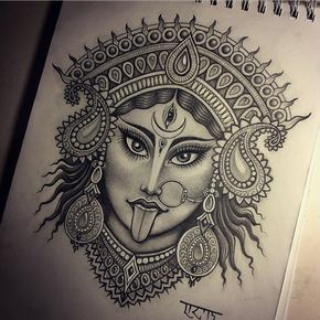 Cold winter days result in new artworks✏️#kali Mahakali Drawing, Tattoo Fe, Kali Tattoo, Hindu Tattoos, Ma Tattoo, Hindu Tattoo, Polynesian Tattoos, Design Art Drawing, Goddess Tattoo