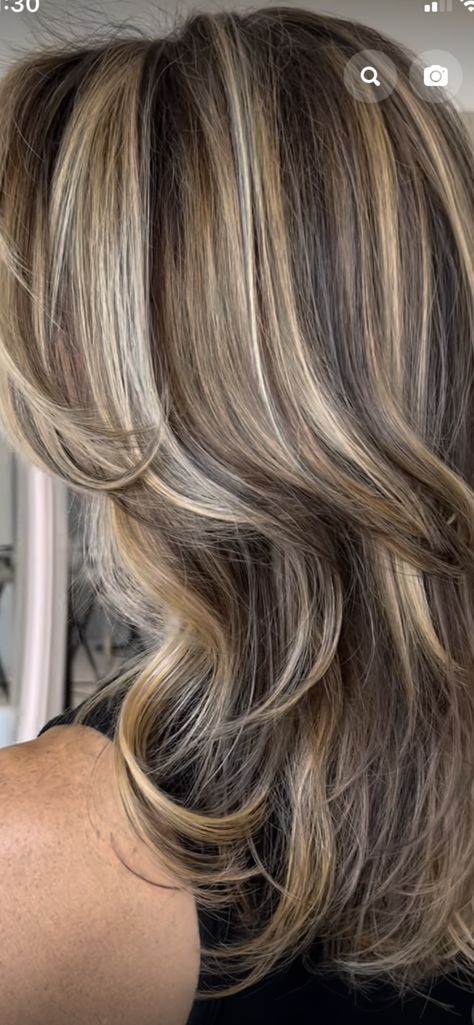 Heavy Blonde Highlights, Brown Hair With Lowlights, Brown Hair With Highlights And Lowlights, Blonde Highlights On Dark Hair, Fall Blonde Hair, Hair Highlights And Lowlights, Covering Gray Hair, Brunette Hair With Highlights, Dark Hair With Highlights