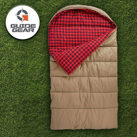 Double Sleeping Bag from Guide Gear rated to 0 degrees! Compact Sleeping Bag, Double Sleeping Bag, Winter Sleeping Bag, Cold Weather Activities, Pocket Pillow, Backpacking Hiking, Red Plaid Flannel, Winter Cold, Education Design