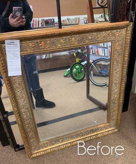 Refurbished Mirror Ideas, Refurbished Mirror, Foyer Mirror, Mirror Paint, Hallway Mirror, Mirror Makeover, Shabby Chic Mirror, Old Mirror, Lovely Friends