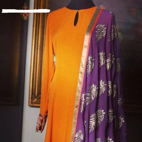 Purple Color Combinations Outfit Indian, Purple Indian Outfit, Purple Color Combinations, Orange Color Combinations, Combination Dresses, Anarkali Dress Pattern, Color Composition, Purple Suits, Color Combinations For Clothes