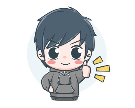 Cute boy wearing hoodie with thumb up cartoon illustration Up Cartoon, Thumb Up, Cartoon Illustration, Premium Vector