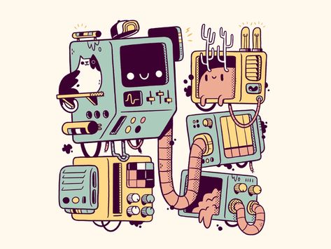 Choice Quotes, Rube Goldberg, Rube Goldberg Machine, Retro Tech, Robot Illustration, I Love Cats, Fantasy Props, Graffiti Characters, Web Comics