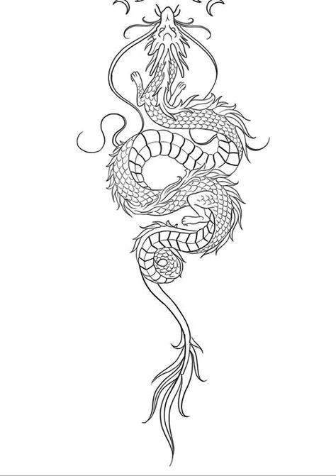 Dragon Tattoo Outline, Chinese Letters, African Tattoo, Chinese Dragon Tattoos, Tattoo Outline, Chinese Dragon, Dragon Tattoo, Tattoos, Quick Saves