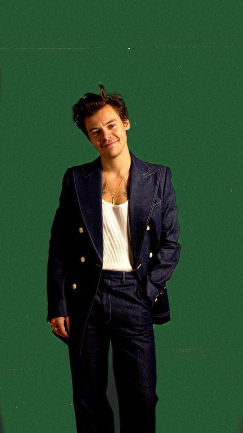 Harry Styles Full Body Picture, Harry Styles Outfits, Harry Styles Fashion, Harry Styes, Blue Jean Jumpsuit, Harry Outfits, Love On Tour Outfits, Harry Style, Harry Styles Outfit