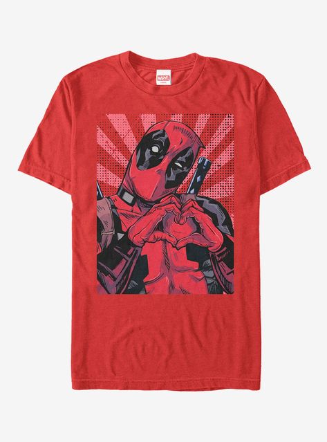 Marvel Deadpool Heart You T-Shirt Deadpool Heart, Marvel Man, Deadpool Love, Marvel Deadpool, Man Thing Marvel, Ms Marvel, Marvel Women, Red Tshirt, Slim Fit Shorts