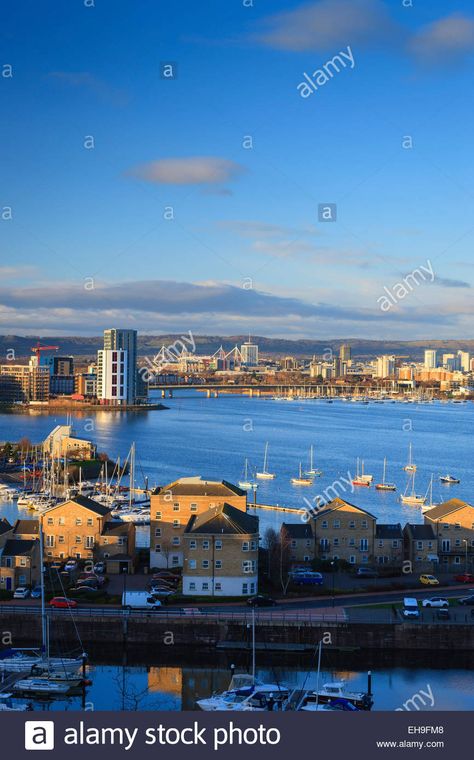 View over Cardiff Bay Cardiff Wales Stock Photo Cardiff Bay, Visit Wales, Cardiff Wales, Brecon Beacons, Uk City, Travel Trends, Scotland Uk, Family Days Out, A Love Letter