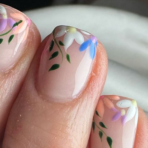 Lemon Rhubarb, Velvet Art, Simple Spring Nails, Light Nails, Daisy Nails, Pastel Orange, Really Cute Nails, Cuticle Oil, Pastel Purple