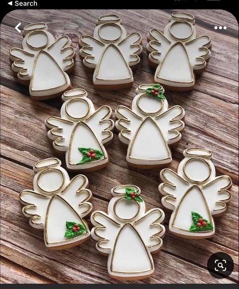 Nativity Cookies Royal Icing, Nativity Cookies Decorated, Angel Cookies Decorated, Decorated Christmas Cookies Ideas, Christmas Angel Cookies, Angel Sugar Cookies, Christmas Royal Icing Cookies, Nativity Cookies, Christmas Decorated Cookies