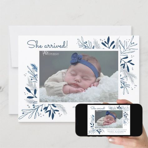 Baby Announcement Winter, Baby Arrival Gifts, Christmas Birth Announcement, Winter Branches, Newborn Announcement, Baby Arrival, Baby Winter, Mothers Day Cards, Disney Gifts