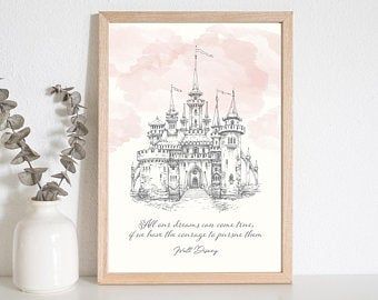 Disney quote art | Etsy Frozen Wall Art, Castle Fairytale, Castle Sketch, Castle Nursery, Castle Wall Art, Fairytale Bedroom, Princess Wall Art, Disney Bedrooms, Disney Room Decor