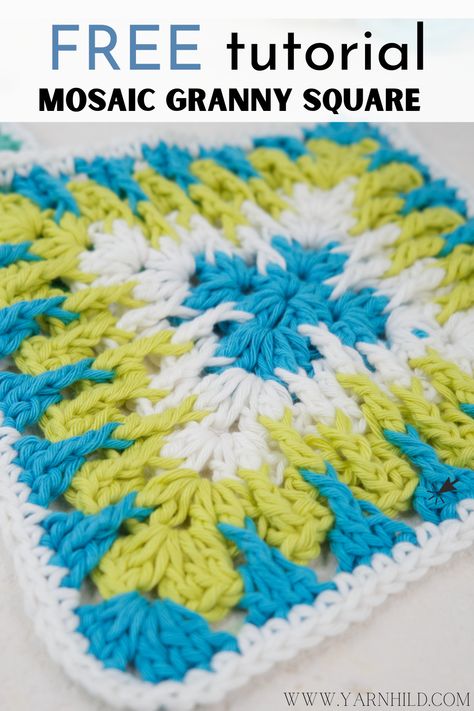 Granny Square Haken, Granny Pattern, Granny Square Crochet Patterns Free, Colorful Mosaic, Crochet Cozy, Crochet Motif Patterns, Crochet Granny Square Blanket, Crochet Tips, Crochet Granny Square