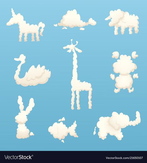 Cloud Animals Art, Cloud Shapes Drawing, Mushroom Cloud Illustration, Cloud Snacks, Cute Cloud Illustration, Cloud Animals, Cloud Character, Illustration Clouds, Flip Books Art