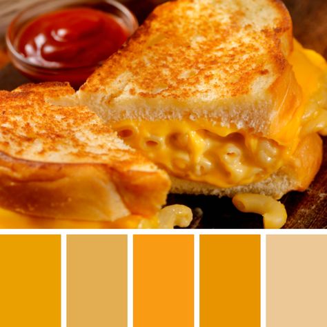 Cheese Color Palette, Food Colors Palette, Mac And Cheese Burger, Colourful Clothing, Palette Challenge, Colour Pallets, Food Inspired, Graphic Design Infographic, Color Palette Challenge