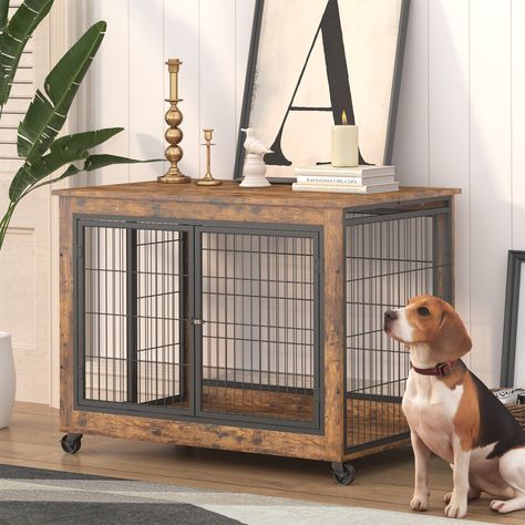 Crate Side Table, Furniture Style Dog Crate, Cat Crate, Wooden Dog Crate, Dog Kennel Furniture, Large Dog Crate, Dog Cage, Dog Crate Furniture, Dog Pen