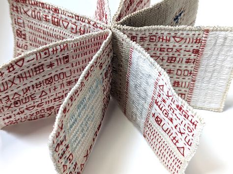 The Silly BooDilly: Stitch Journals: How to Create and Use Coptic Bound Fabric Books, for Slow Stitch Exploration and Expression Textile Book Fabric Journals, How To Make A Book, Momigami Paper, Abstract Symbols, Slow Sewing, Stitch Journal, Glue Books, Asemic Writing, Meditation Books