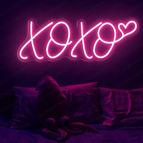 XOXO Neon Sign Love Led Light Valentine Are you looking for attractive wedding, Valentine's Day, or anniversary decorations or other special items? This stunning XOXO Neon Sign Love Led Light Valentine is the one to go for. The xoxo neon sign, which stands for "hugs and kisses," will be a cute addition to your room. The xoxo neon light Valentine neon sign is sure to look amazing in any place. Create the charming and gorgeous vibes you've dreamed of. The elegance of a xoxo light up sign is the id Xoxo Led Sign, Neon Sign In Room, Neon Love Signs, Bedroom Neon Sign Ideas, Xoxo Decorations, Cute Led Signs, Led Light Quotes, Love Yourself Neon Sign, Xoxo Wallpapers