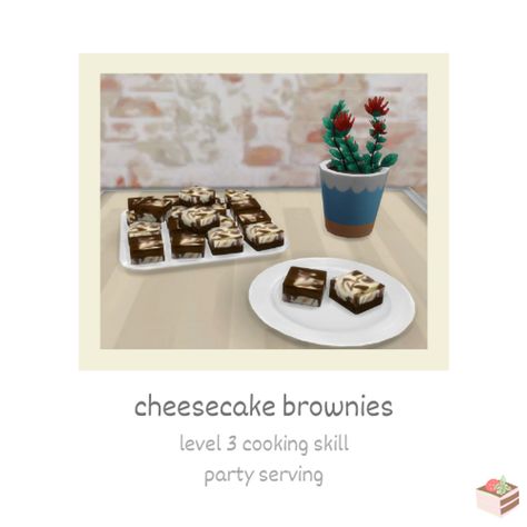 Cute Brownies, Sims Food, Sims 4 Kitchen, Sims 4 Cas Mods, Sims 4 Mm Cc, Sims 4 Cc Folder, Free Sims, Custom Recipe, Sims 4 Mm